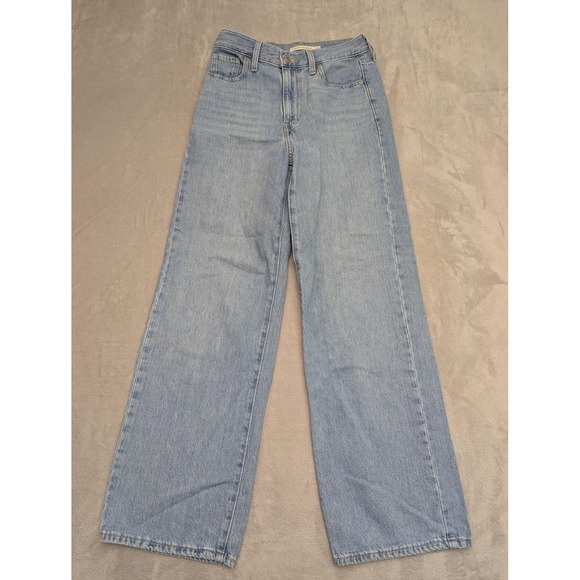 Levi's Denim - Levis High Waisted Straight Jeans Womens 25‎ Blue Light Wash Y2K Stretch Denim